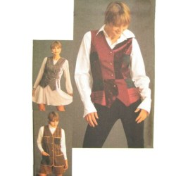 9102 VOGUE LINED 1 -2 BREASTED VEST PEPLUM / CONTRAST OR NOT PATTERN 6-10 or 12-16 choice uncut